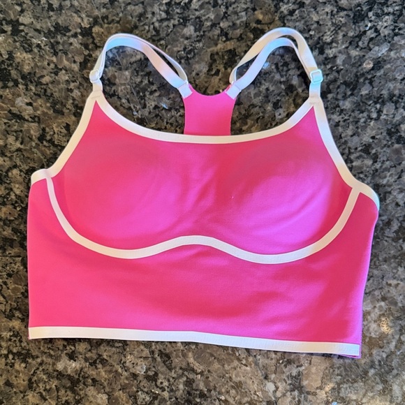 Pink by Victoria Secret Bright Pink polyester Sports Bra White Accents EUC XS - Picture 6 of 8